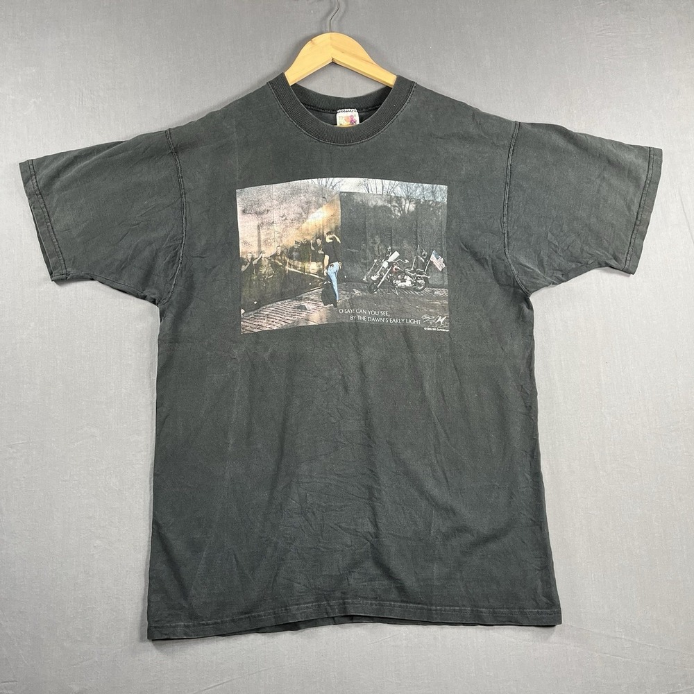 Vintage Bill Gunzelman  Biker Vietnam Veteran Wall Shirt Adult L Made In USA